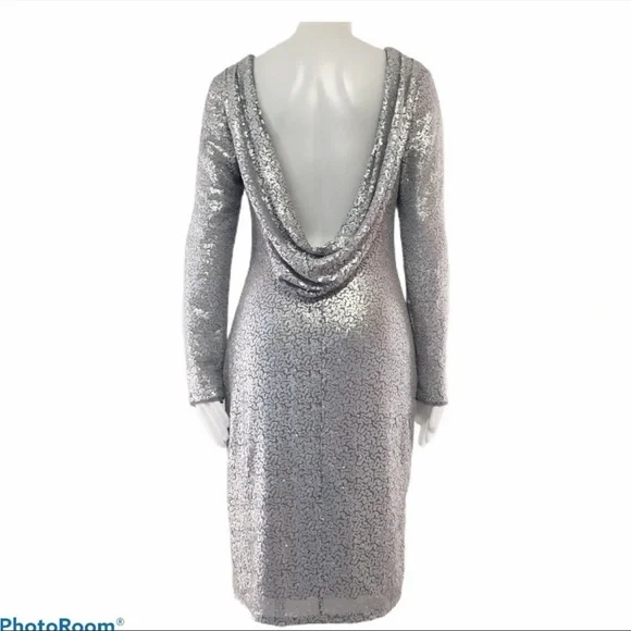 tadashi shoji grey dress Tadashi Shoji Sequin Embroidered Lace And Tulle Gown